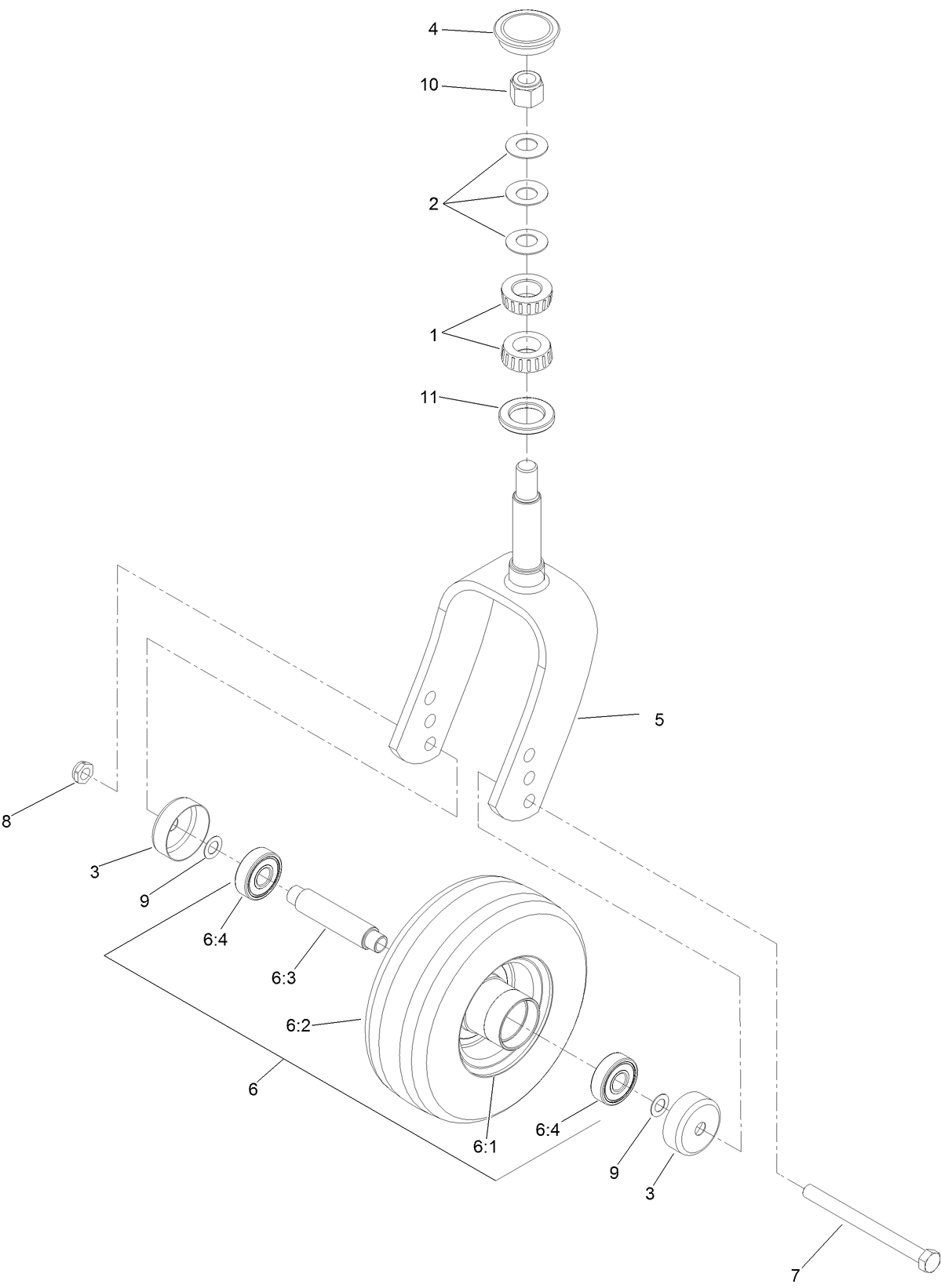 Rear Caster Wheel Assembly